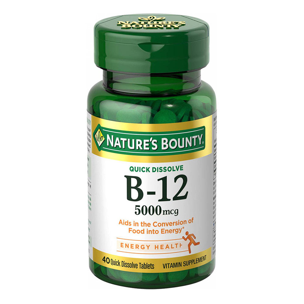 Natures Bounty Vitamin B-12 5000 mcg Quick Dissolve Tablets, Natural Cherry Flavor, 40 ea